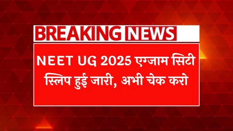 NEET UG 2025 Exam City Slip